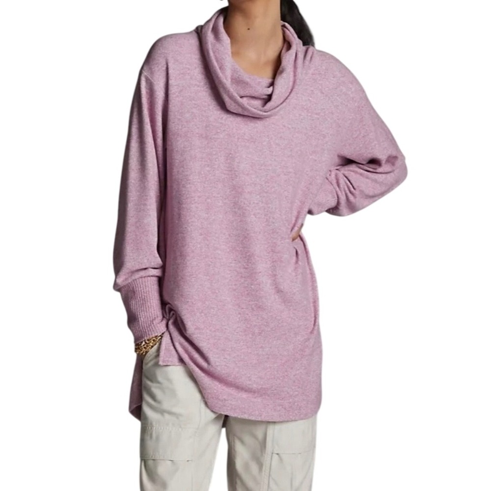 Maeve Anthropologie Cowl Neck Tunic Sweater Mauve Pink Purple XS Oversized